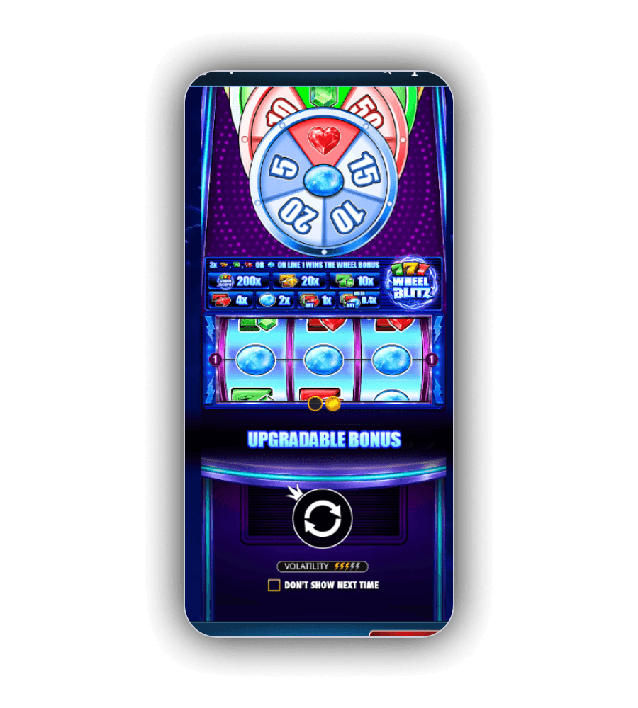 Wheel Blitz bonus with multiplier ladder and volatility rating